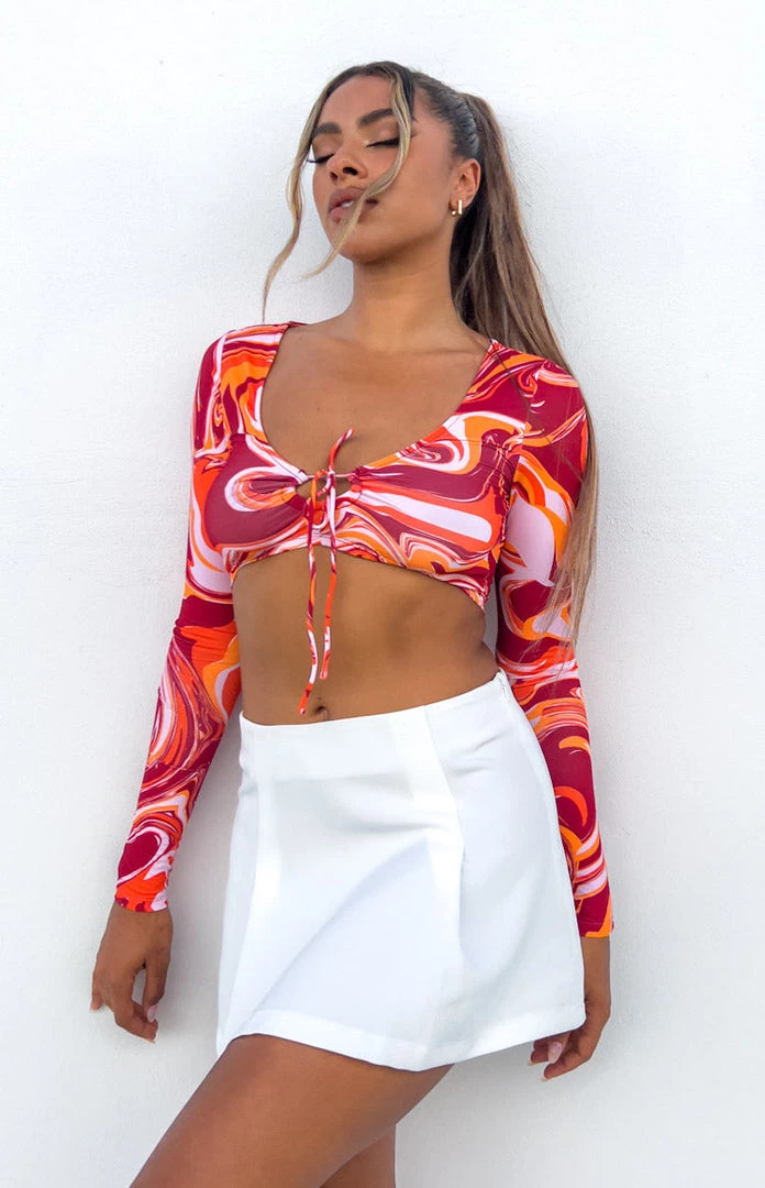 BB Exclusive Francesca Orange Print Long Sleeve Top Tops 1 BB Exclusive Francesca Orange Print Long Sleeve Top Tops