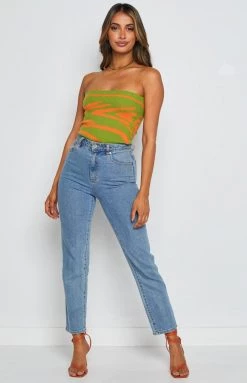 Beginning Boutique Tops Free Fall Crop Top Green