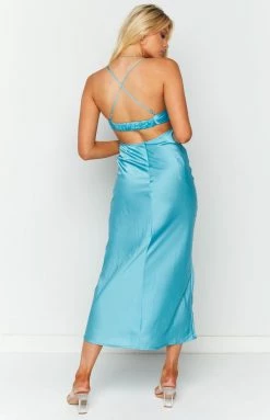 Beginning Boutique Dresses Taleah Blue Cut Out Maxi Dress