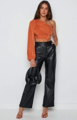 Beginning Boutique Mini Dresses Frida Orange Ruched Top