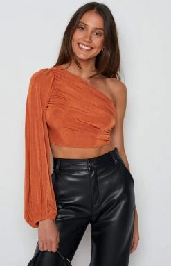 Beginning Boutique Mini Dresses Frida Orange Ruched Top