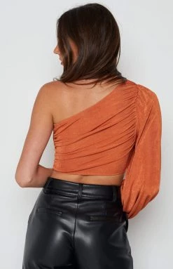 Beginning Boutique Mini Dresses Frida Orange Ruched Top