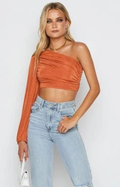 Beginning Boutique Mini Dresses Frida Orange Ruched Top