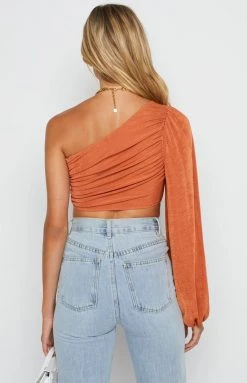 Beginning Boutique Mini Dresses Frida Orange Ruched Top