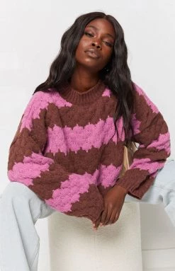 Beginning Boutique Outerwear Friendly Fires Striped Jumper Purple