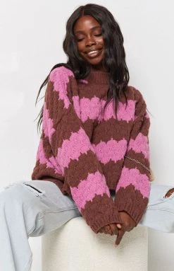 Beginning Boutique Outerwear Friendly Fires Striped Jumper Purple