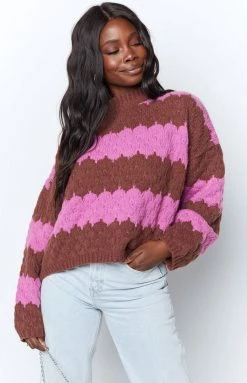 Beginning Boutique Outerwear Friendly Fires Striped Jumper Purple