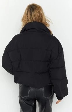 Beginning Boutique Fuego Puffer Cropped Jacket Black