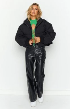 Beginning Boutique Fuego Puffer Cropped Jacket Black