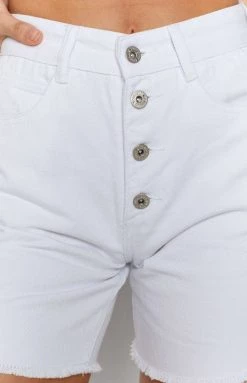 BB Exclusive Bottoms Golden Denim Shorts White