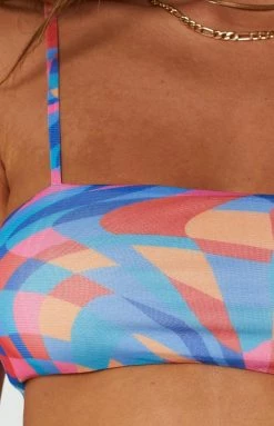 BB Exclusive Gabby Multi Printed Mesh Top Tops