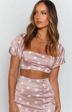 BB Exclusive Gabriella Lace Up Back Top Polka Tops