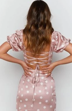 BB Exclusive Gabriella Lace Up Back Top Polka Tops