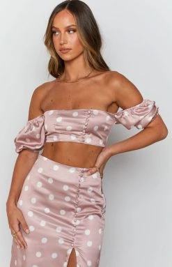 BB Exclusive Gabriella Lace Up Back Top Polka Tops