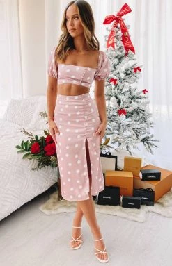 BB Exclusive Gabriella Lace Up Back Top Polka Tops