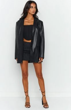 BB Exclusive Galantis Black PU Blazer
