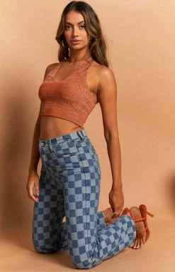 Beginning Boutique Gambit Blue Denim Jeans Check