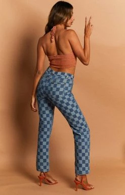 Beginning Boutique Gambit Blue Denim Jeans Check