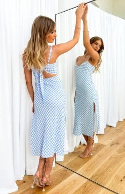 BB Exclusive Gemma Midi Dress Blue Check