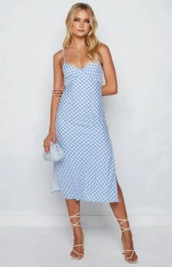 BB Exclusive Gemma Midi Dress Blue Check