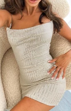 Beginning Boutique Dresses Georgette Cream Glitter Mini Dress 15 Beginning Boutique Dresses Georgette Cream Glitter Mini Dress