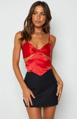 BB Exclusive Georgiana Red Cut Out Top Tops