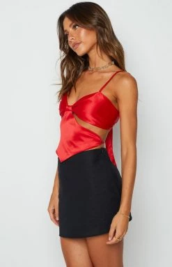 BB Exclusive Georgiana Red Cut Out Top Tops