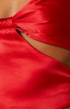 BB Exclusive Georgiana Red Cut Out Top Tops