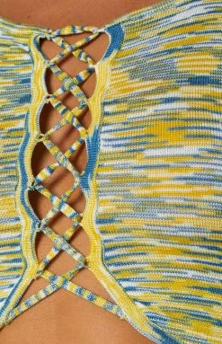 BB Exclusive Georgie Yellow Lace Up Mini Dress