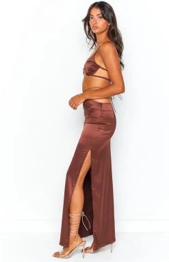 BB Exclusive Bottoms Gigi Brown Maxi Skirt