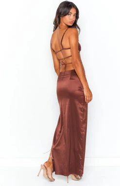 BB Exclusive Bottoms Gigi Brown Maxi Skirt
