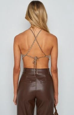 BB Exclusive Gina Brown Print Halter Top