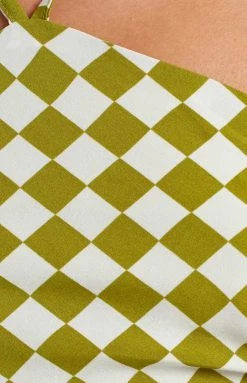 BB Exclusive Tops Gina Green Check Halter Top