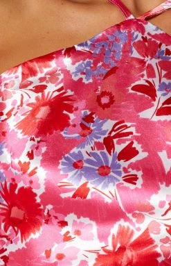 BB Exclusive Gina Pink Floral Halter Top