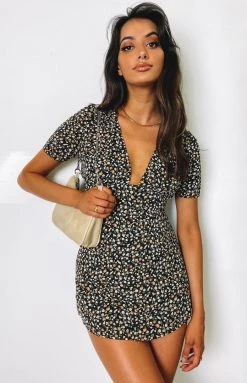 BB Exclusive Dresses Glow Girl Dress Black Floral