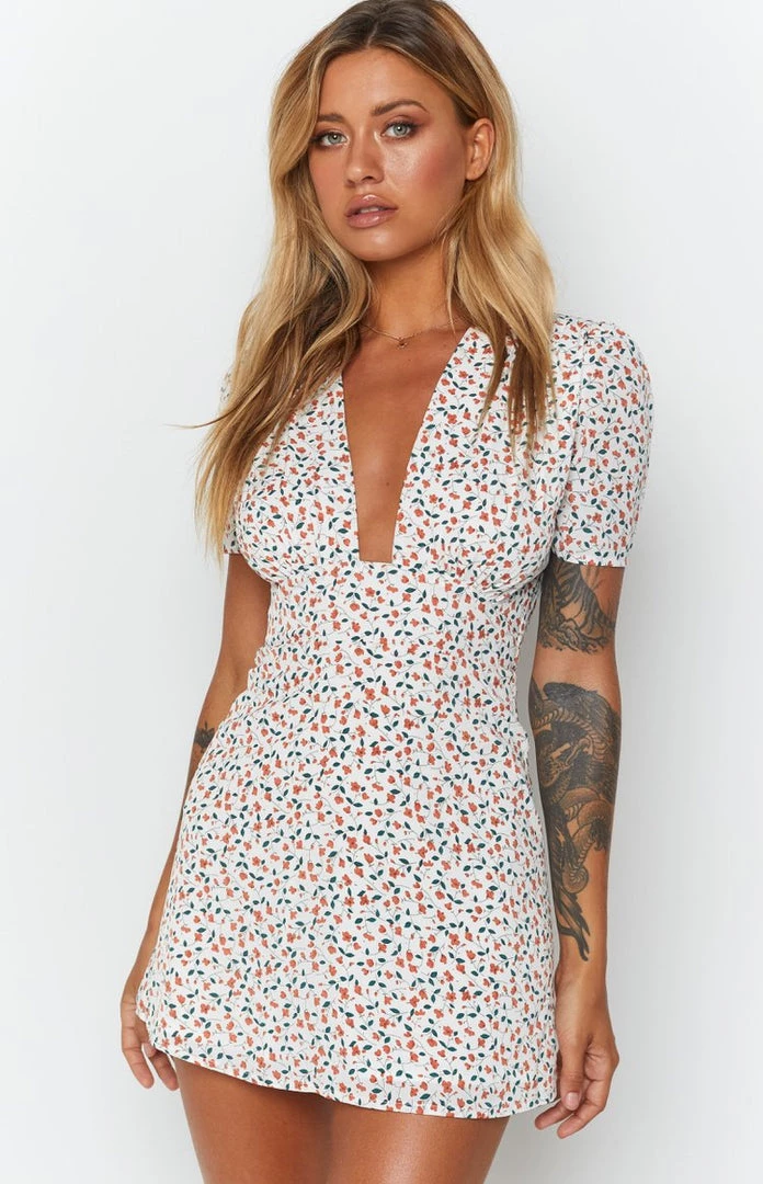 BB Exclusive Glow Girl Dress White And Orange Floral Dresses 3 BB Exclusive Glow Girl Dress White And Orange Floral Dresses