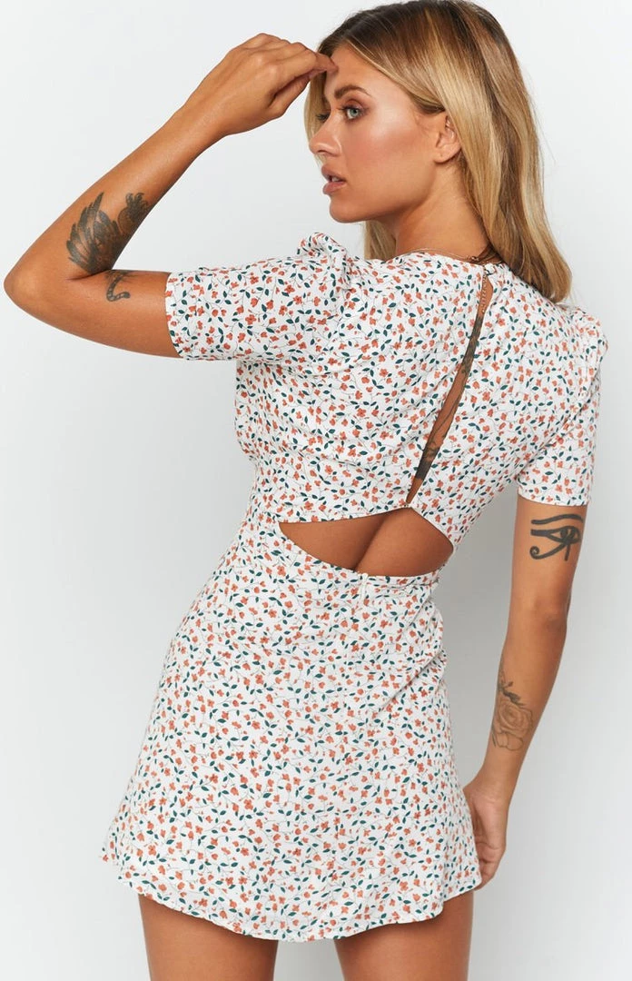 BB Exclusive Glow Girl Dress White And Orange Floral Dresses 5 BB Exclusive Glow Girl Dress White And Orange Floral Dresses