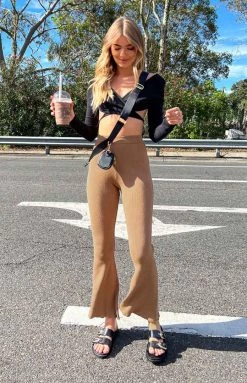 BB Exclusive Goldwig Tan Flare Pants Bottoms