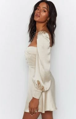 BB Exclusive Goodbye Long Sleeve Mini Dress Champagne Dresses