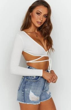 BB X GRACIE Tops Gracie Rib Wrap Top White