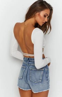 BB X GRACIE Tops Gracie Rib Wrap Top White