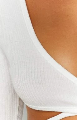 BB X GRACIE Tops Gracie Rib Wrap Top White