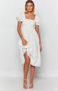 Beginning Boutique Gracious Midi Dress White