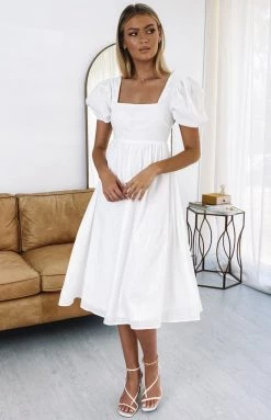 Beginning Boutique Gracious Midi Dress White