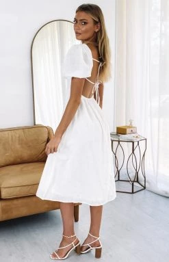 Beginning Boutique Gracious Midi Dress White