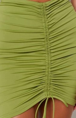 BB Exclusive Bottoms Ginny Ruched Mini Skirt Green