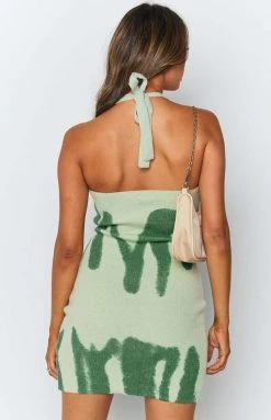 Beginning Boutique Green With Envy Halter Mini Dress Green