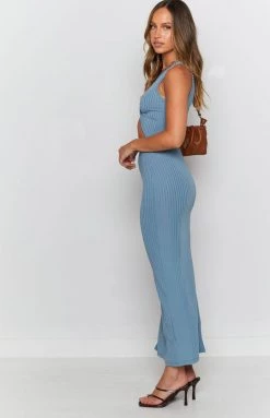 Beginning Boutique Homage Midriff Cutout Maxi Dress Baby Blue Dresses