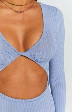 Beginning Boutique Dresses Hailey Cut Out Midi Light Blue