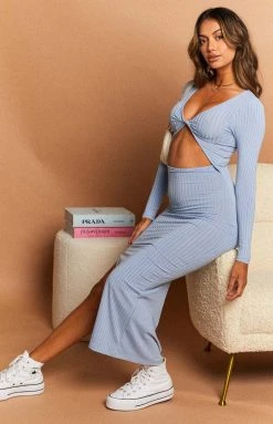 Beginning Boutique Dresses Hailey Cut Out Midi Light Blue